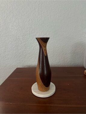 Vintage Wooden Two-Tone Decorative Vase